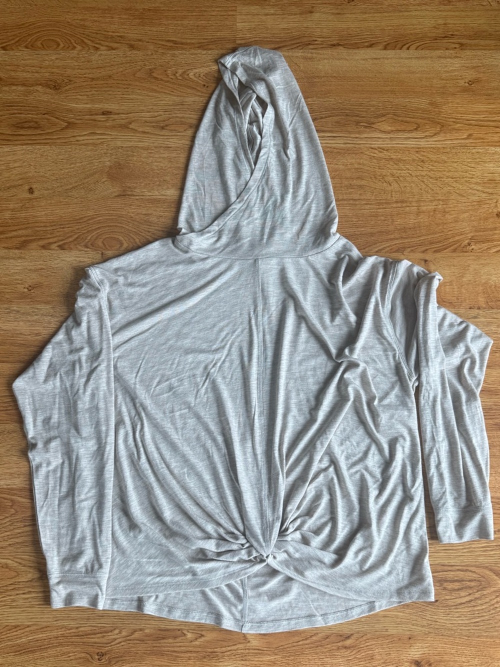 Lole, oatmeal  HoodedTwist-Front Women's Top. Size Large. Lightweight